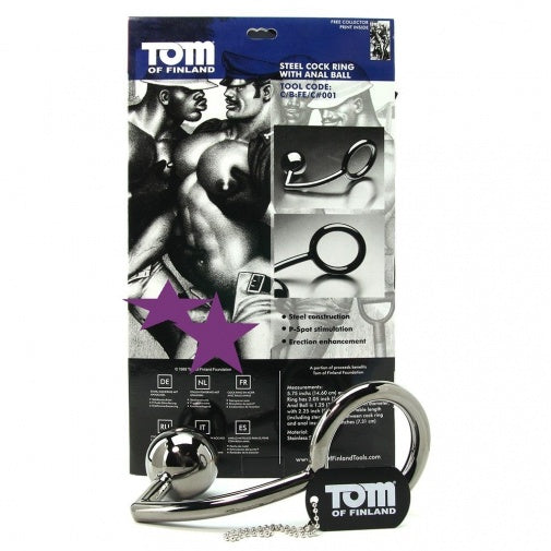 TOM OF FINLAND 鋼製陰莖環連後庭塞